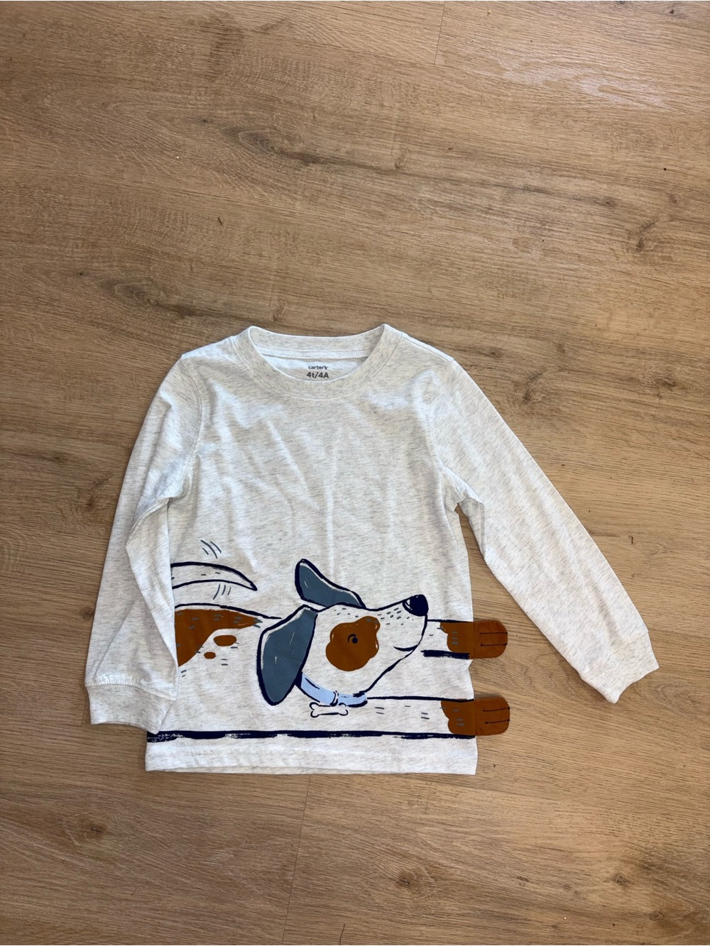 Carter's Cream Long-Sleeve Tee with Playful Dog Print
